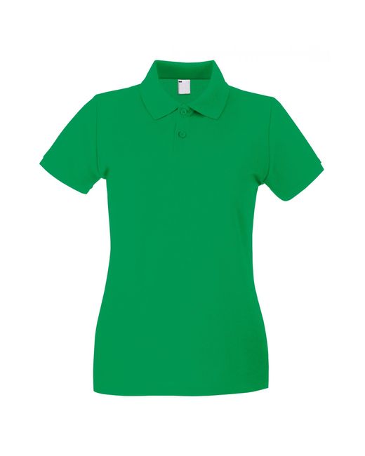 Fruit Of The Loom Green Ladies Lady Fit Short-Sleeved Polo Shirt (Bright) Cotton