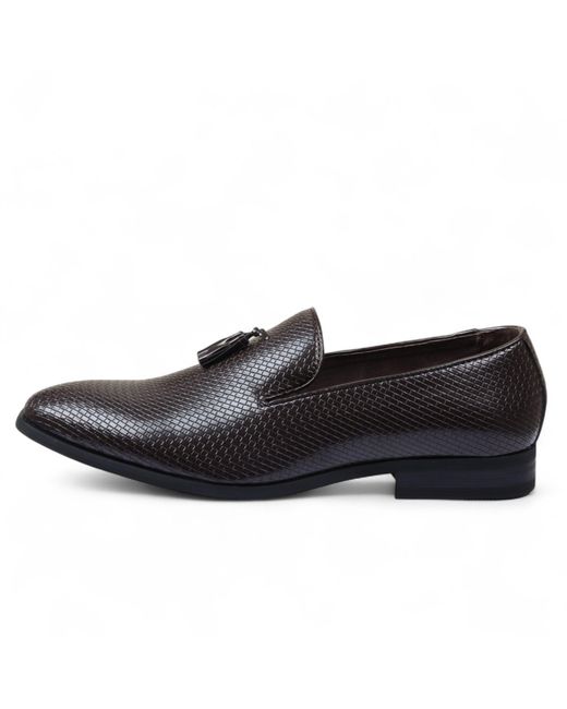 Infinity Leather Black Formal Tassel Loafers Slip-On Shoes Faux Leather for men