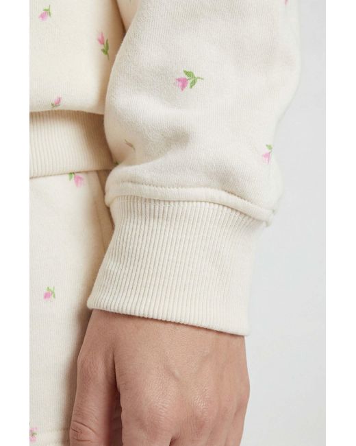 Boohoo Natural Beverly Hills Puff Print Ditsy Hooded Short Tracksuit