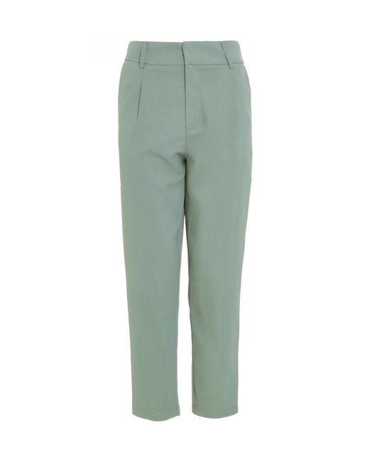 Quiz Green Petite Khaki High Waisted Tapered Trousers