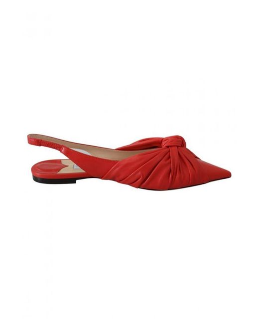 Jimmy Choo Red Annabell Flat Nap Chilli Leather Shoes
