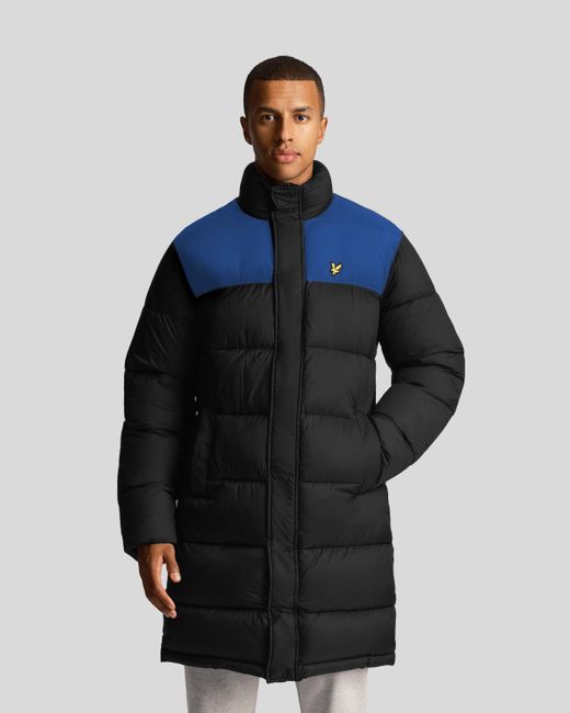 Lyle & Scott Blue Longline Wadded Puffer Jacket for men