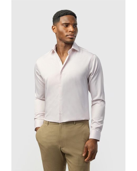Alexandre Silver Label Gray Long Sleeve Striped Tailored Formal Shirt for men