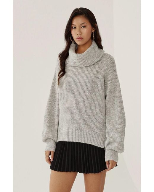 Hiccup Gray Oversized Turtleneck Knit Sweater