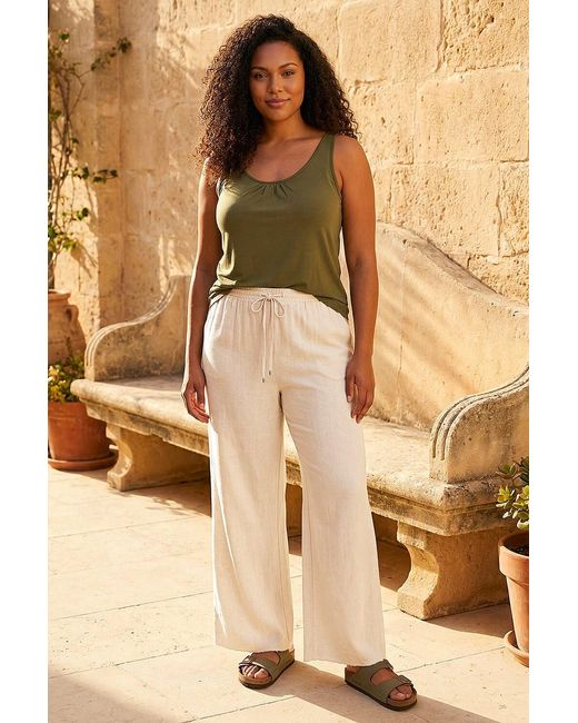 Roman Natural Curve Linen Mix Trousers