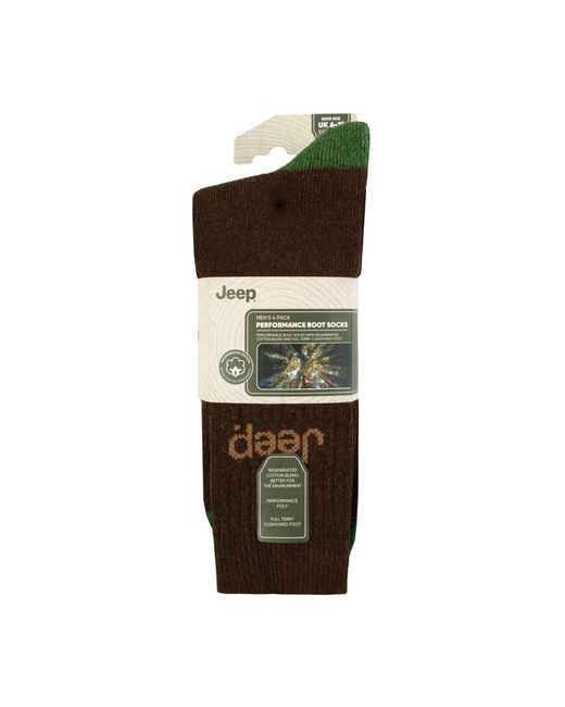 Jeep Green 4 Pack Recycled Cotton Boot Socks for men