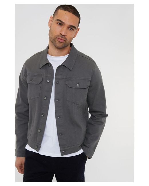 Threadbare Gray Slate Cotton Twill Denim Style Jacket for men