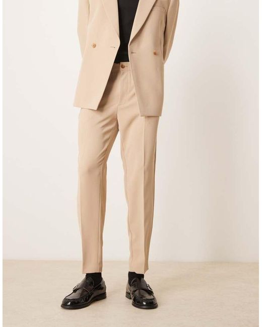 ASOS Natural Tapered Suit Trousers for men
