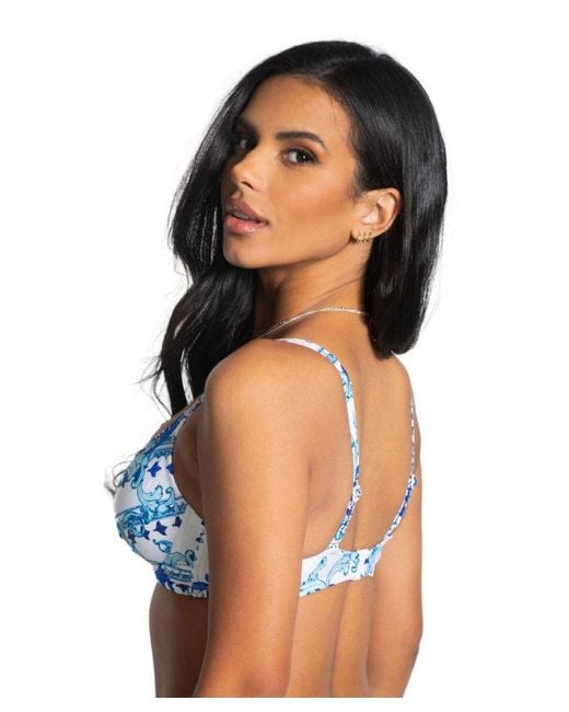 Pour Moi Blue Amalfi Twist Front Bikini Top