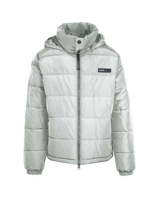 Philipp Plein Bold Rückenlogo Gepolsterte Graue Jacke in Gray für Herren