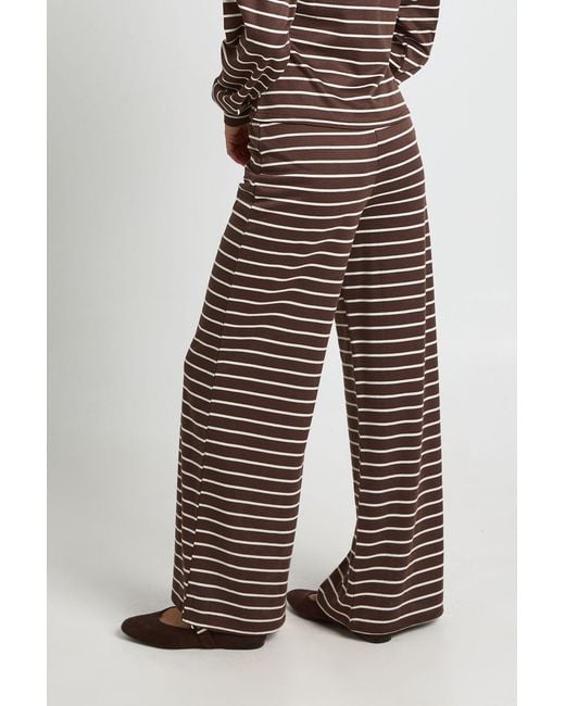 Boohoo Brown Stripe Wide Leg Trouser