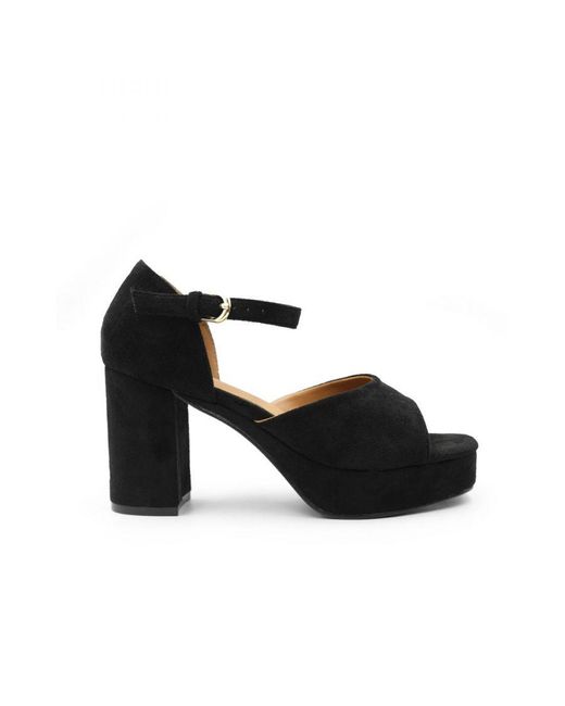 Where's That From Brown Wheres 'Marin' Statement Platform Block High Heels With Buckle Detail