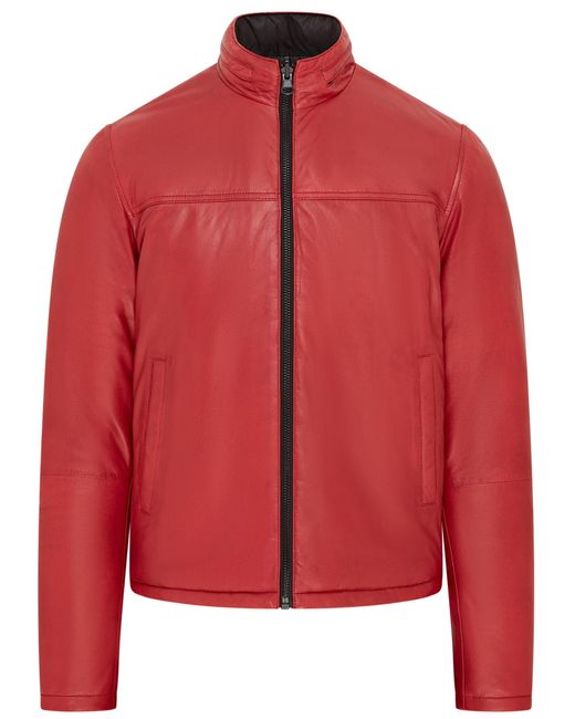 Infinity Leather Red Reversible Bomber Jacket for men