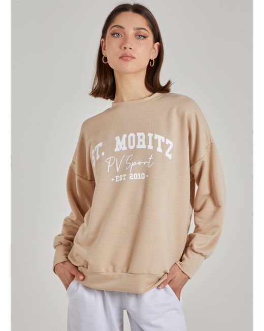 Pink Vanilla Brown St Moritz Varsity Sweatshirt