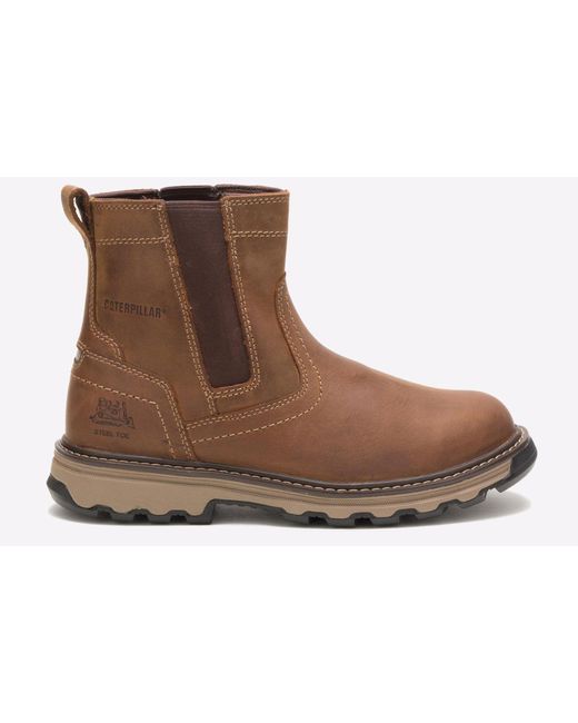 Caterpillar Safety Brown Pelton Leather Boots for men