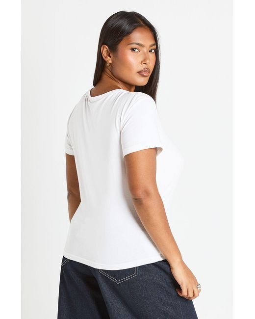 Boohoo White Plus Basic Square Neck Short Sleeve Top