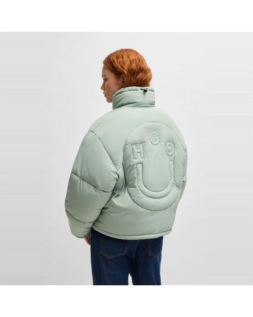 HUGO Green Fortuna Solid Patterned Puffer Jacket