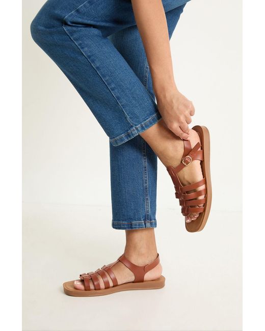 Good for the Sole Blue Dami Faux Leather T-Bar Flexisole Flat Sandal