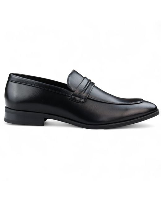 Infinity Leather Black Slip-On Loafers Lined Smart Shoes Faux Leather for men