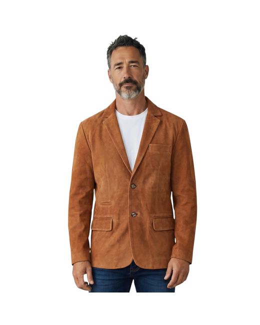 Infinity Leather Brown Italian Tan Suede Blazer Jacket for men