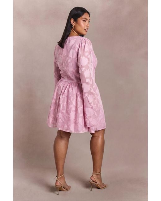 Boohoo Pink Plus Jacquard Corset Detail Skater
