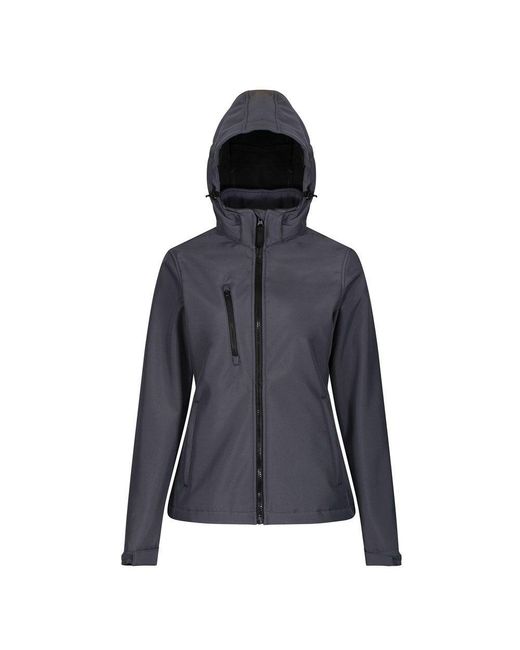Regatta Blue Ladies Venturer Hooded Soft Shell Jacket (Seal/