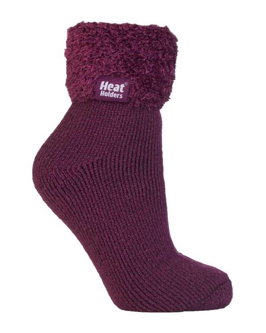 Heat Holders Purple Ladies Non Slip Thermal Low Cut Ankle Slipper Bed Socks With Grips