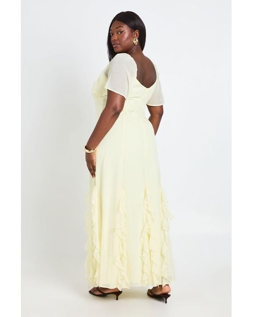 Formal Dress Boohoo Gowns Boohoo Plus Chiffon Puff Sleeve Ruffle Maxi Dress In Natural Lyst UK