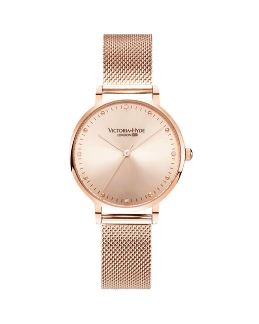 Victoria Hyde London Metallic Watch Metropolitan Crystal Mesh, Rosegold