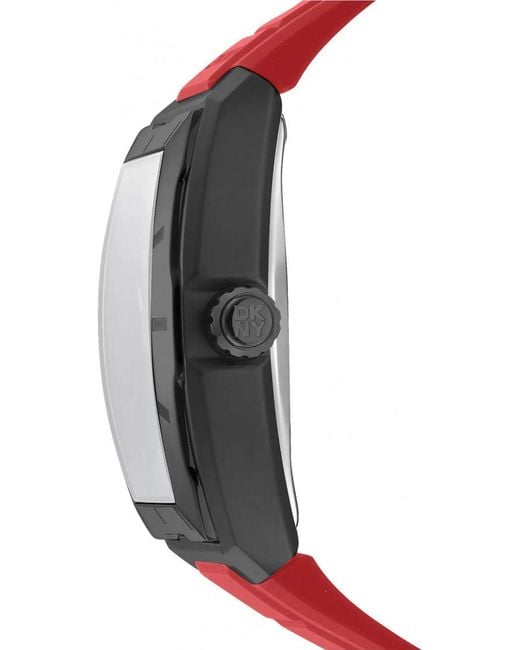 DKNY Red Urban Automatic Silicone Strap Watch for men