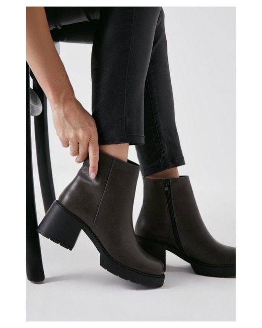 Faith Mallery Chunky Block Heel Ankle Boots in Black Lyst UK