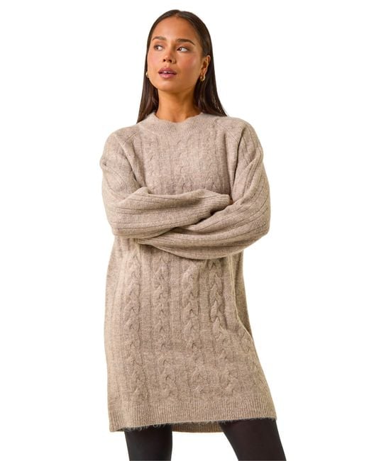 Roman Natural Petite Cable Knit Shift Dress