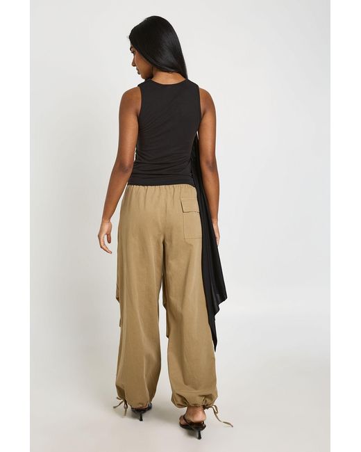Boohoo Black Modal Sleeveless Top With Drape Tie Detail