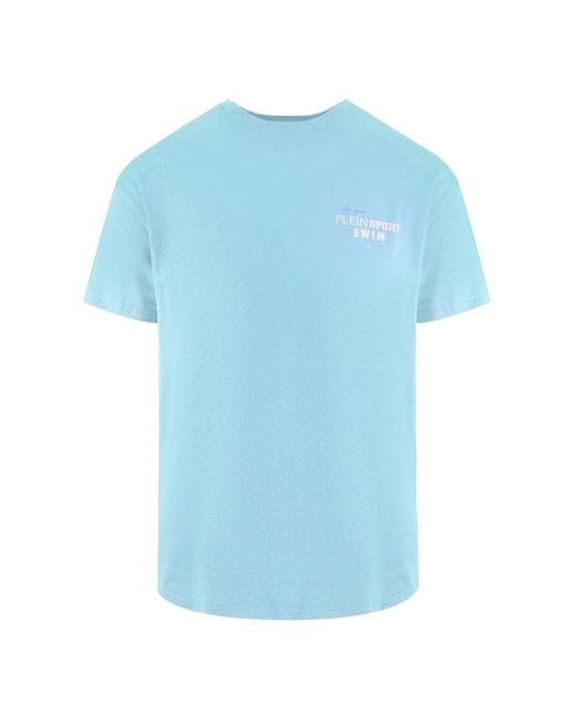 Philipp Plein Blue Geo Logo Stretch T-Shirt for men