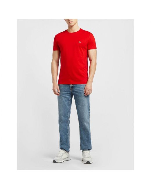Lacoste Men's Crew Neck Pima Cotton Jersey T-shirt In Red voor heren