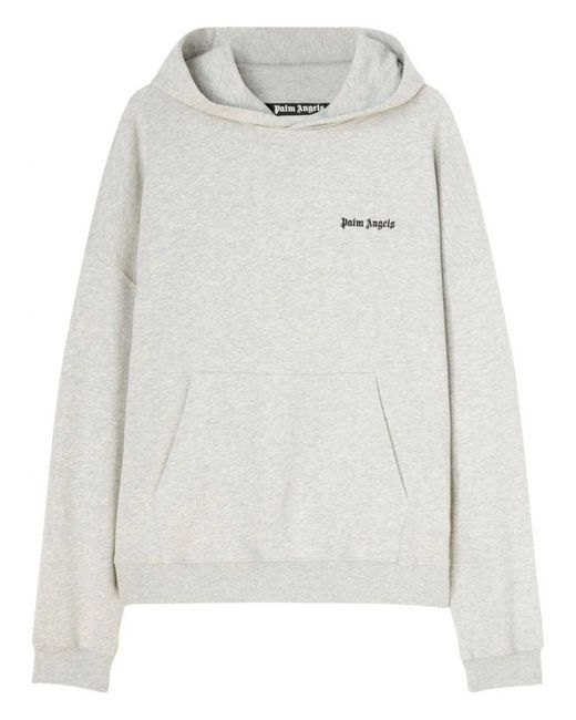 Palm Angels Gray Embroidered Logo Hoodie for men