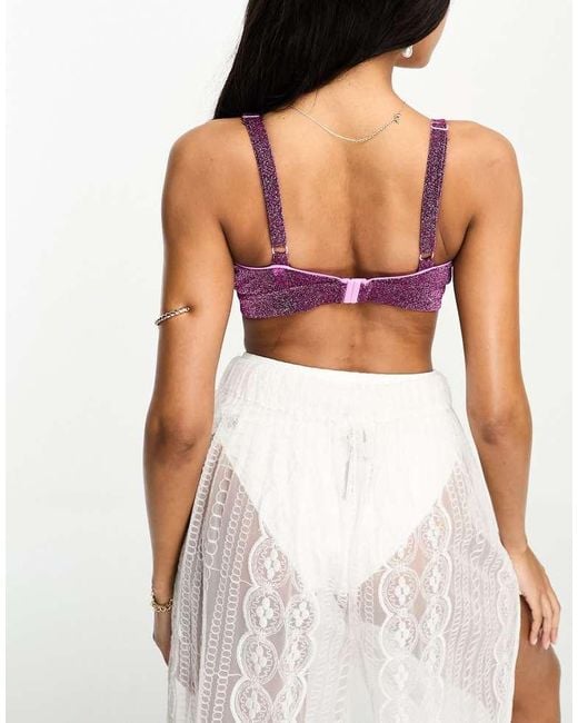 ASOS Purple Fuller Bust Mix And Match Glitter Wrap Crop Bikini Top