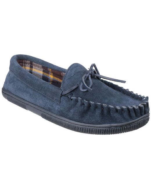Cotswold Blue Alberta Slip On Moccasin Slipper for men