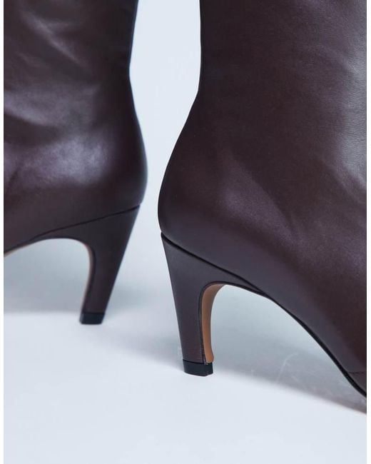 TOPSHOP Purple Neeve Premium Leather High Heeled Ankle Boots