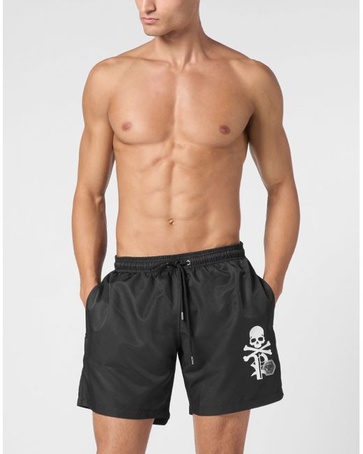 Philipp Plein Zwembroek Skull&bones in het Black voor heren