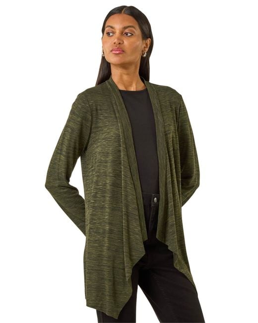 Roman Green Waterfall Front Stretch Cardigan
