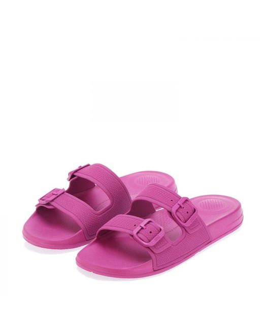 Fitflop Purple Womenss Fit Flop Iqushion Two-Bar Buckle Slide Sandals