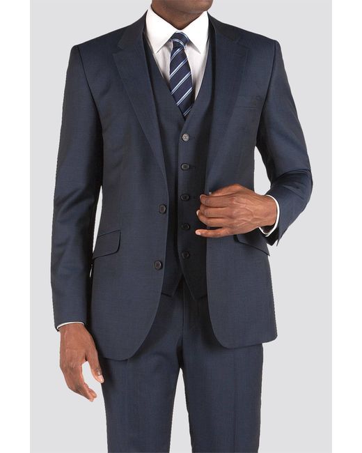 KARL JACKSON Blue Twill Suit Jacket for men