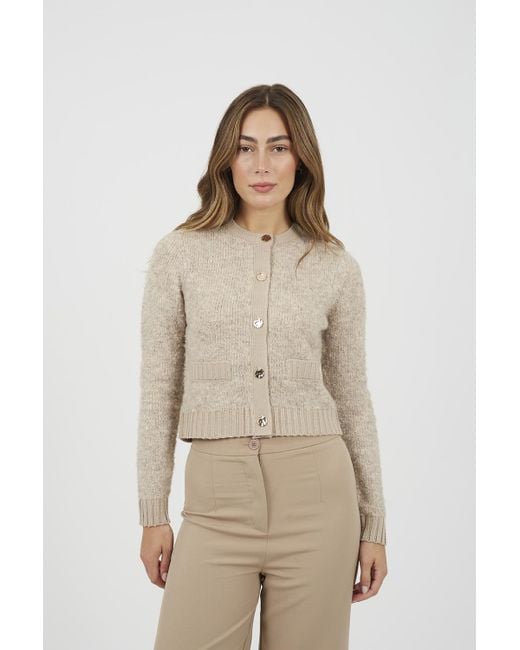 Brave Soul Natural Button Through Boucle Cardigan