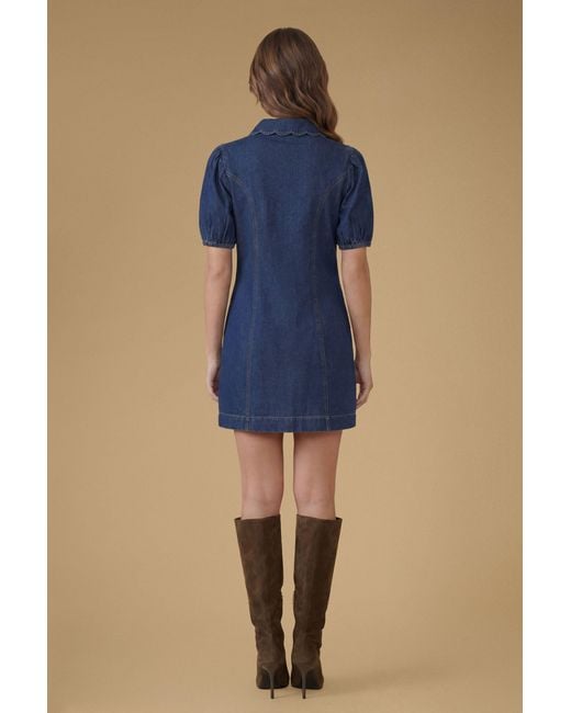 Oasis Blue Puff Sleeve Denim Mini Dress