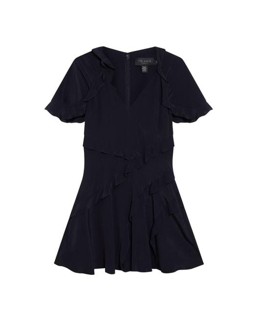 Ted Baker Blue Jojii Frill Detail Mini Dress