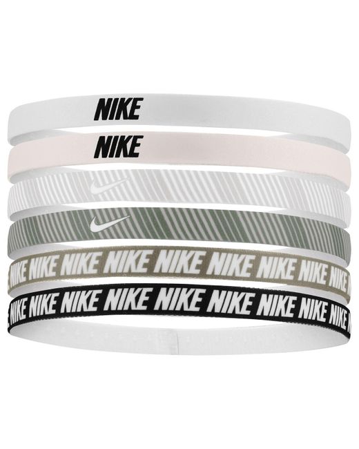Nike White Classic Printed Flexible Hairband (Pack Of 6)