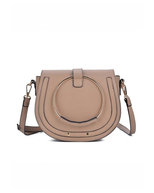 Where's That From Pink 'Gem' Shoulder Bag With Golden Circle Detail