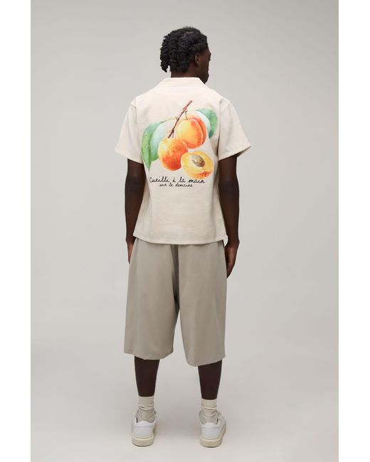 BoohooMAN Gray Regular Fit Fruit Back Print Short Sleeve Shirt for men
