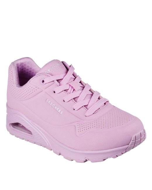 Skechers Purple Pastel Durabuck Lace Up Fash Low Top Trainers